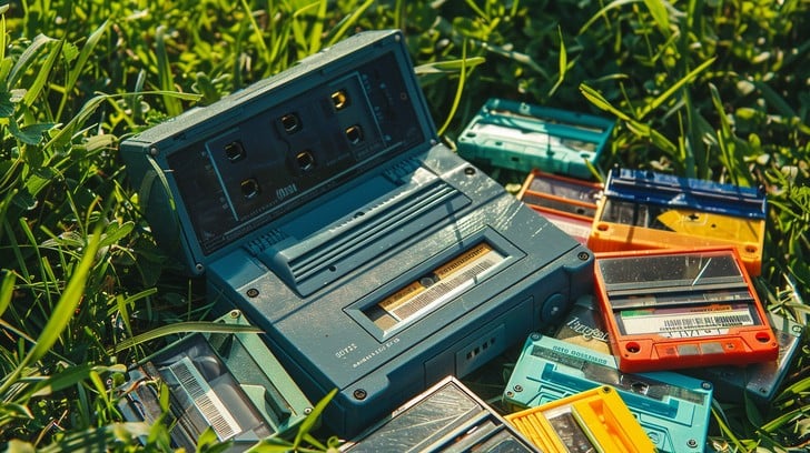 A collection of vintage cassette tapes and players, sparking nostalgia and excitement among enthusiasts.
