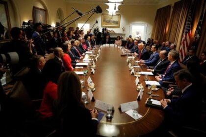 Elon Musk and President Donald Trump at a cabinet meeting | Trump and Musk tension | PGN Business Insider