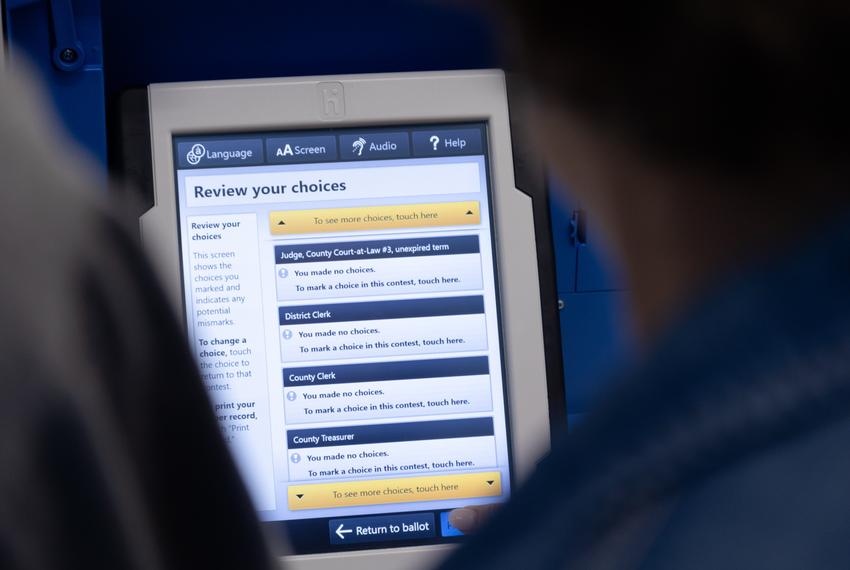 A close-up of the US Senate voting machine
