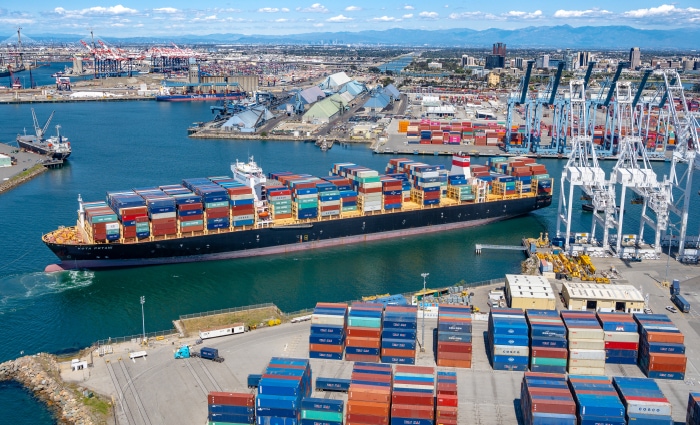 Shipping containers at a U.S. port,