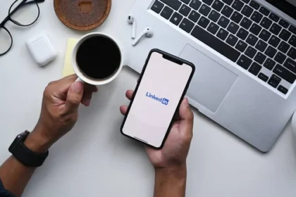 LinkedIn logo on a smartphone screen