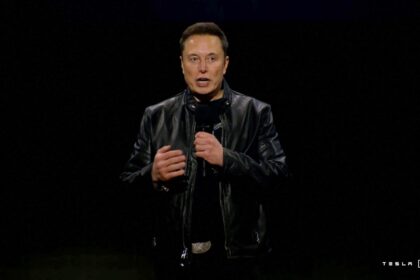 Elon Musk at a Tesla event