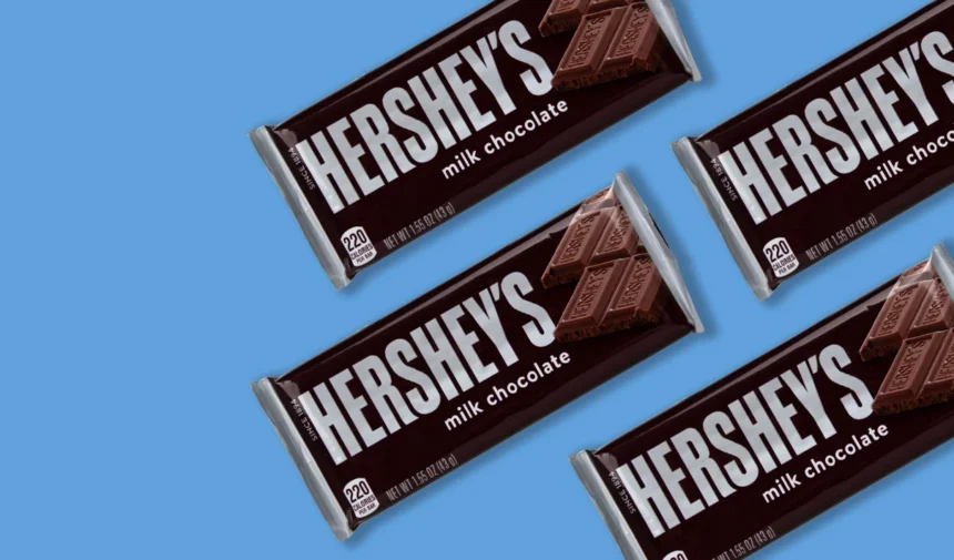 Hershey shares | Hershey's chocolate bars, popular candy brand.