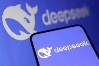 DeepSeek app logo on phone