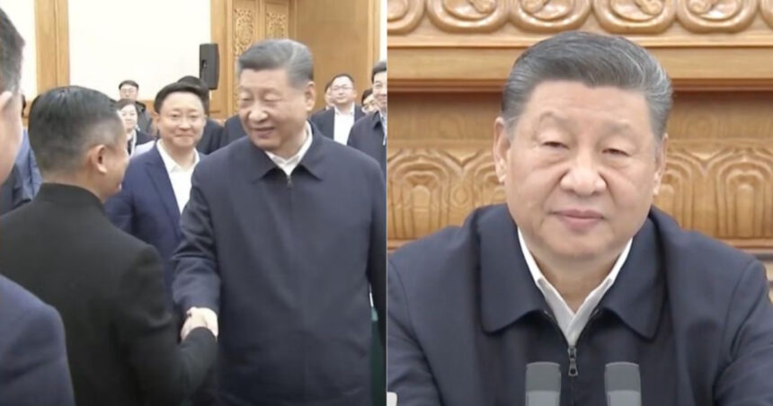 Jack Ma shaking hands with President Xi Jinping during the Beijing symposium.