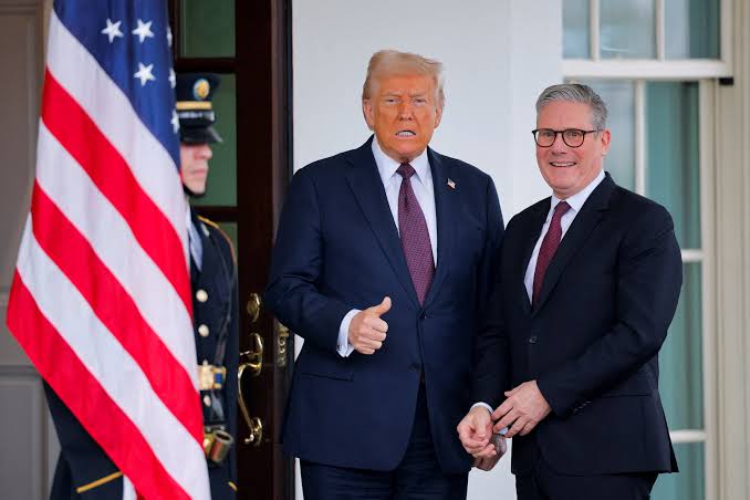 Keir Starmer and Donald Trump at a White House press conference, discussing trade and Ukraine | UK-US trade deal