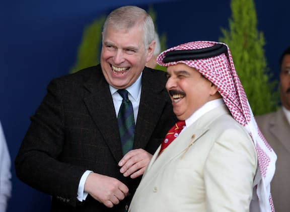 Prince Andrew with Bahrain’s King Hamad in 2017, highlighting their longstanding ties.